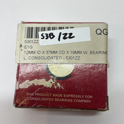 1PC Consolidated Bearings 5301-ZZ Ball Bearing 12x37x19mm
