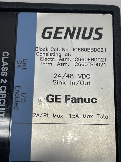 GE Fanuc IC660BBD021 Genius Sink I/O Module 24/48 VDC