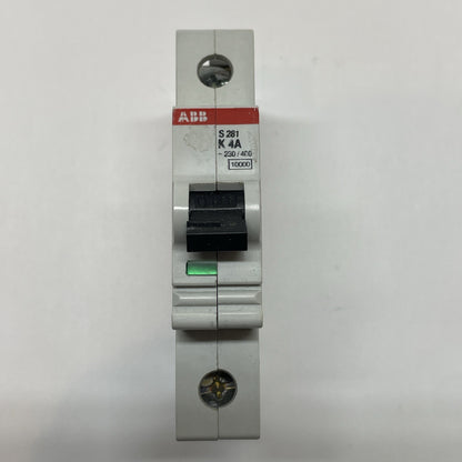 ABB S281 K4A Single Pole 4A MCB Circuit Breaker 230-400 V AC