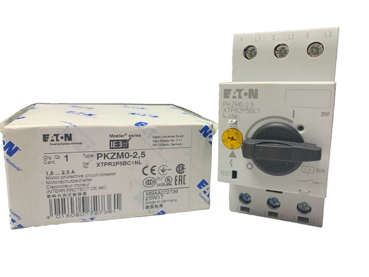Eaton PKZM0-2.5 3-Pole Motor Protective Circuit Breaker 1.6–2.5A XTPR2P5BC1