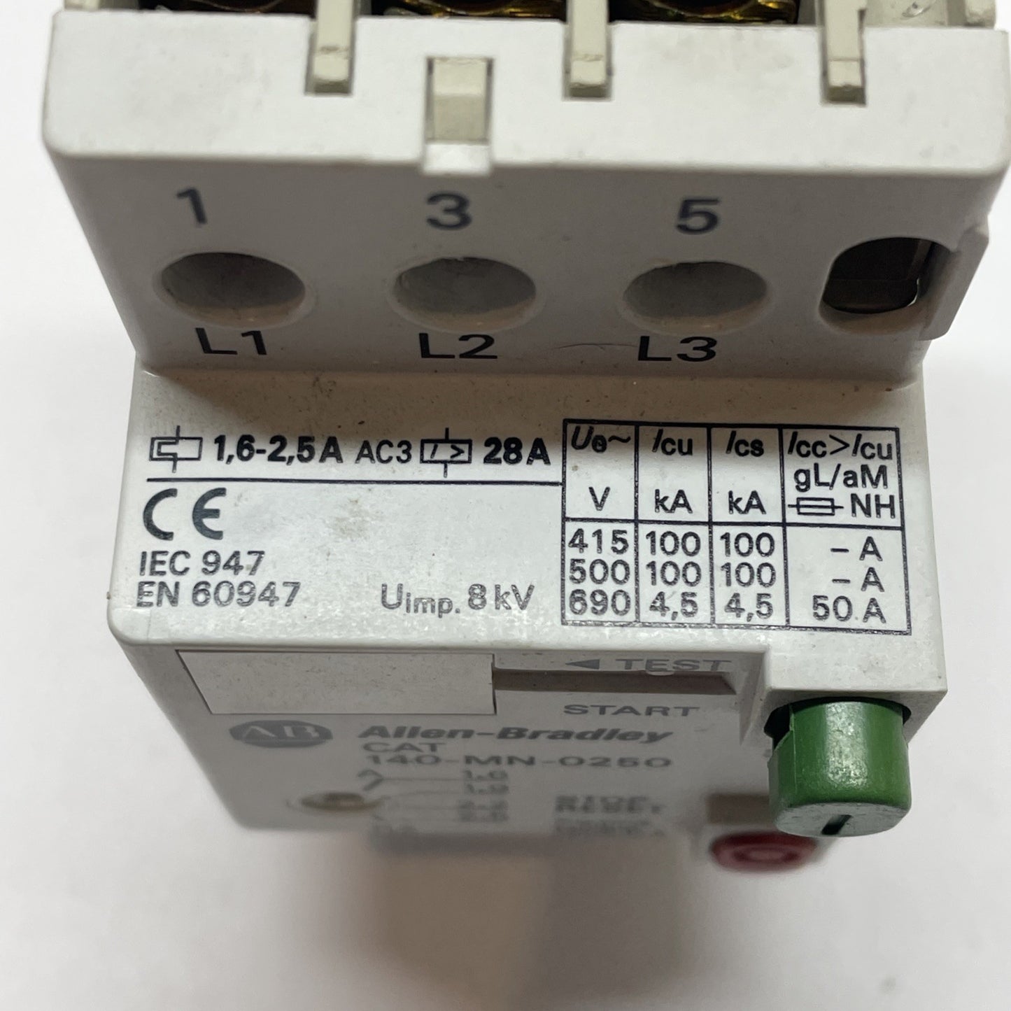 Allen-Bradley 140-MN-0250 Series C Manual Motor Starter 1.6-2.5A IEC