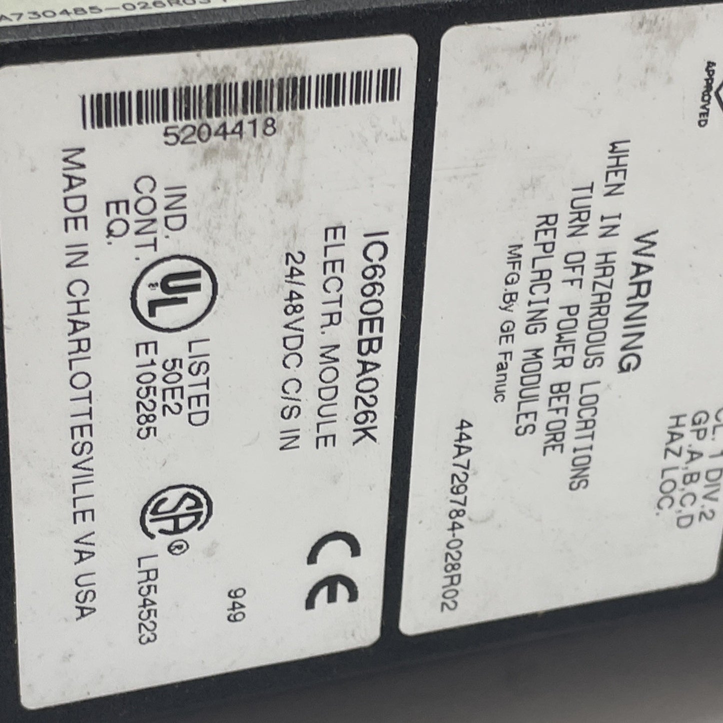 GE Fanuc IC660BBA026 Genius Analog Input Block Module 24/48VDC .7A