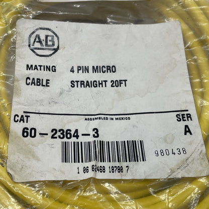 Allen Bradley 60-2364-3 QD Cable Cord Set 20 ft Straight 4-Pin MICRO