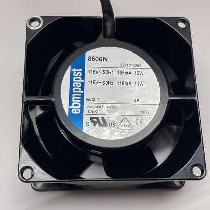 EBM-PAPST 8506N AC Axial Fan 115VAC 80x80x38mm 11W Ball Bearing