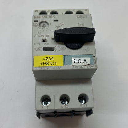 Siemens 3RV1021-1AA10 Motor Protection Circuit Breaker 1.1-1.6 A