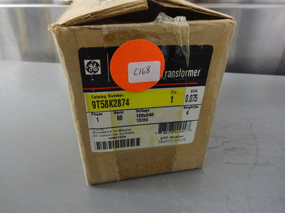 GE 9T58K2874 / CONTROL TRANSFORMER / SINGLE PHASE 60HZ 0.075kVA TYPE IP