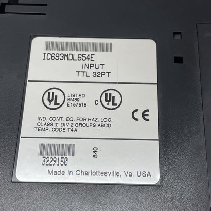 GE Fanuc IC693MDL654E 32-Point TTL Input Module 5/12 VDC