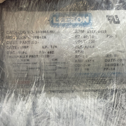 Leeson 103081.00 A4C17FB42A 1Ph 1/4 Hp AC Electric Motor 1725RPM 120V