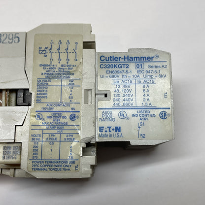 Eaton Cutler-Hammer CE15BNS3 10A Contactor + C320KGT2 Aux Contact