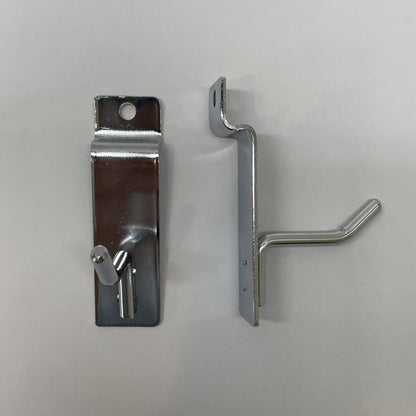 2" Slatwall Hooks, Silver, Hanger Display,Display Panel Hooks Wire Metal 2Pc Set