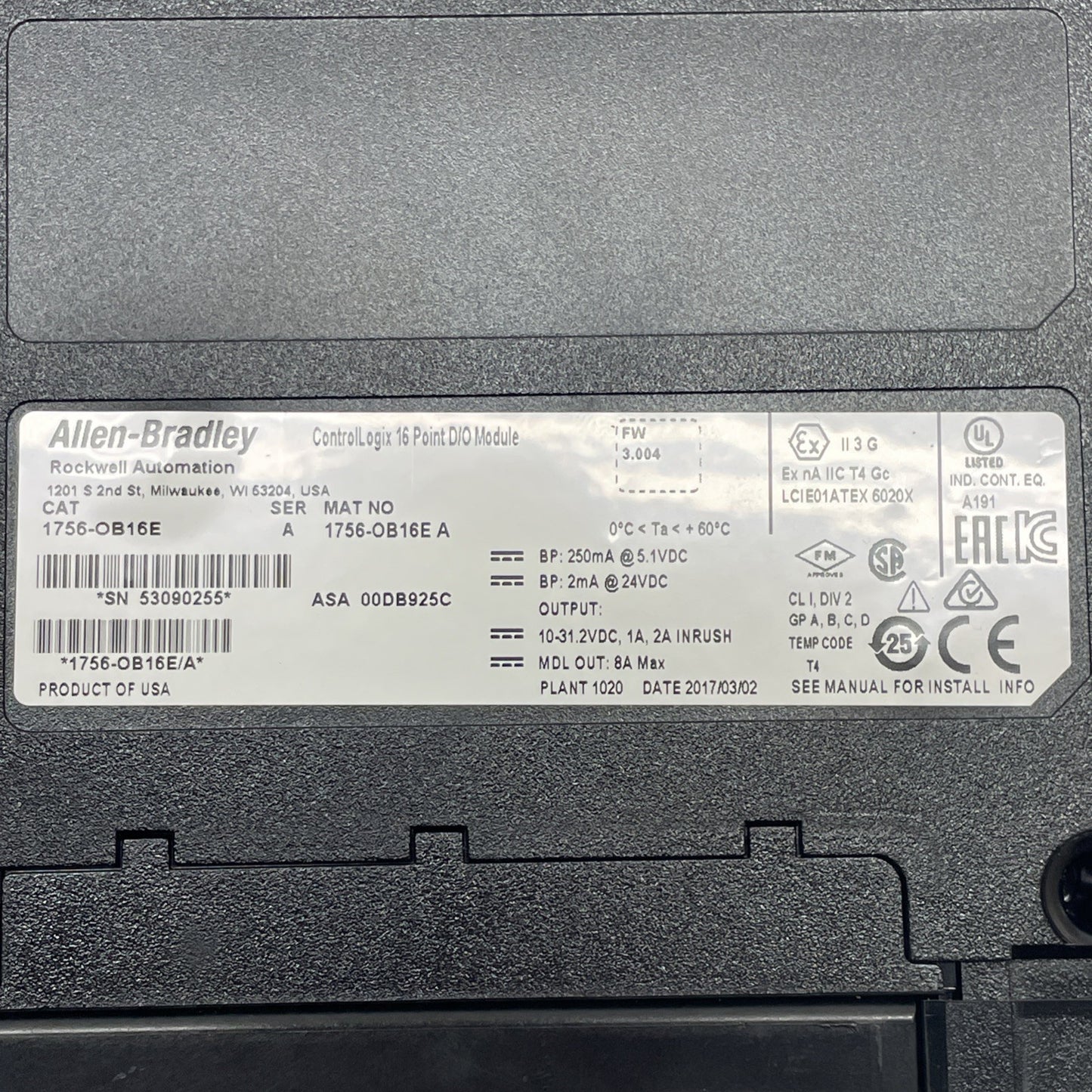 Allen-Bradley 1756-OB16E ControlLogix 16-Point DC Output Module