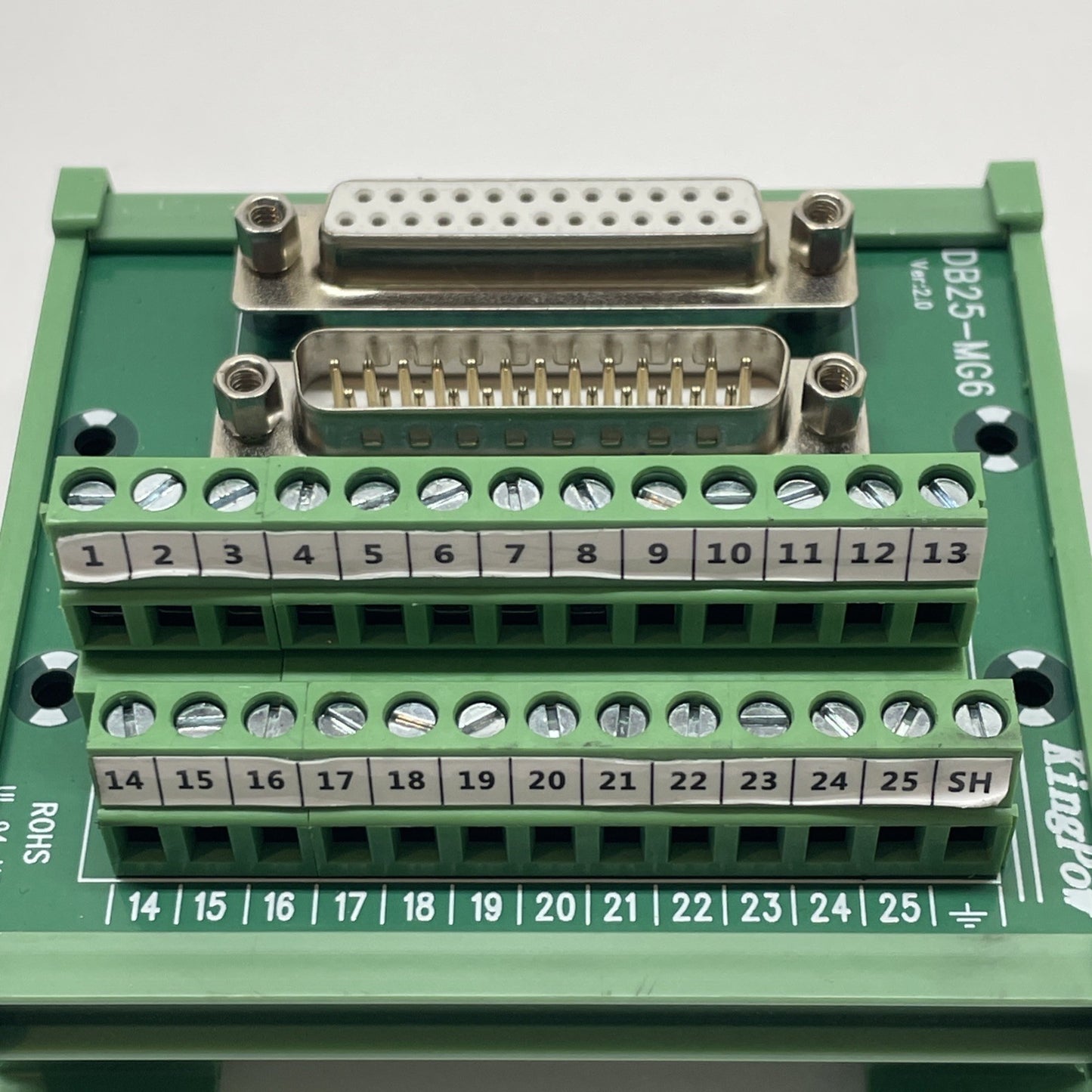 (USA) KINGPOW DB25-MG6 DIN Rail DB25 Terminal Block Male Female Adapter