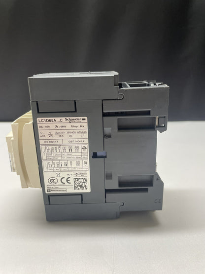 SCHNEIDER LC1D65A CONTACTOR 3 POLE 80A 690V 50/60HZ 24V COIL (LIGHTLY USED)