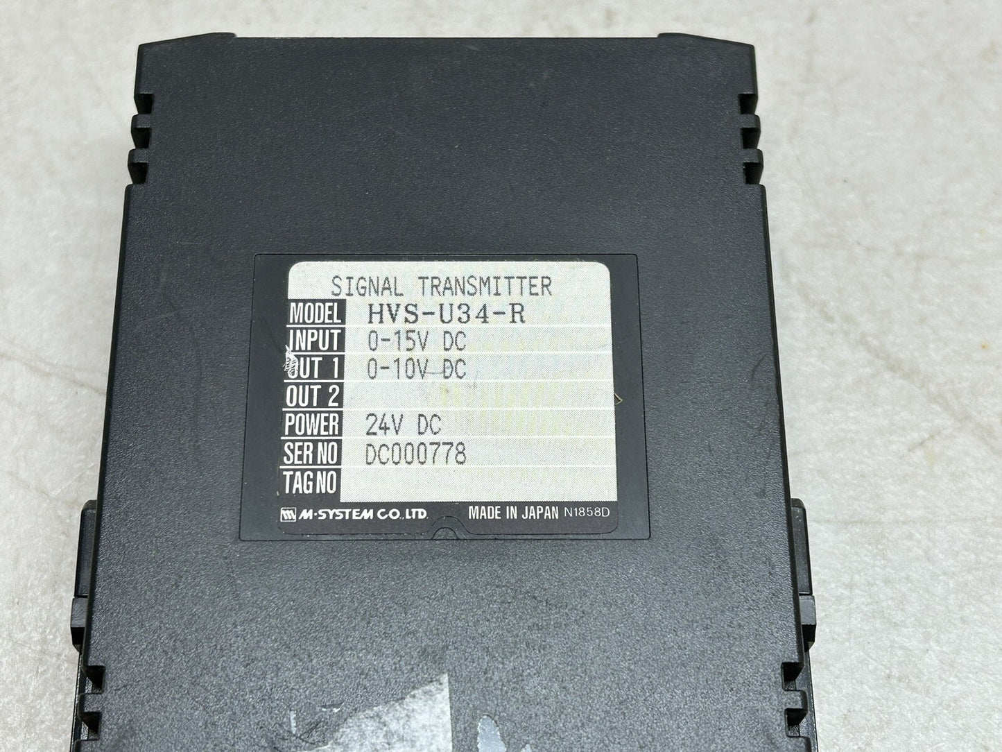 M-SYSTEM HVS-U34-R / HVS N353B / ISOLATOR INPUT 0-15V DC OUTPUT 0-10V DC / 24VDC