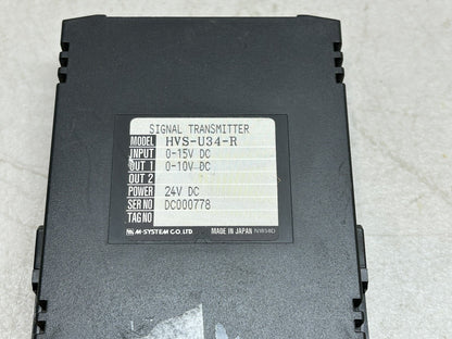 M-SYSTEM HVS-U34-R / HVS N353B / ISOLATOR INPUT 0-15V DC OUTPUT 0-10V DC / 24VDC