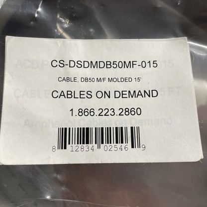 New Amphenol CS-DSDMDB50MF-010 D-Sub Cable Assembly DB50 Gray 10FT.