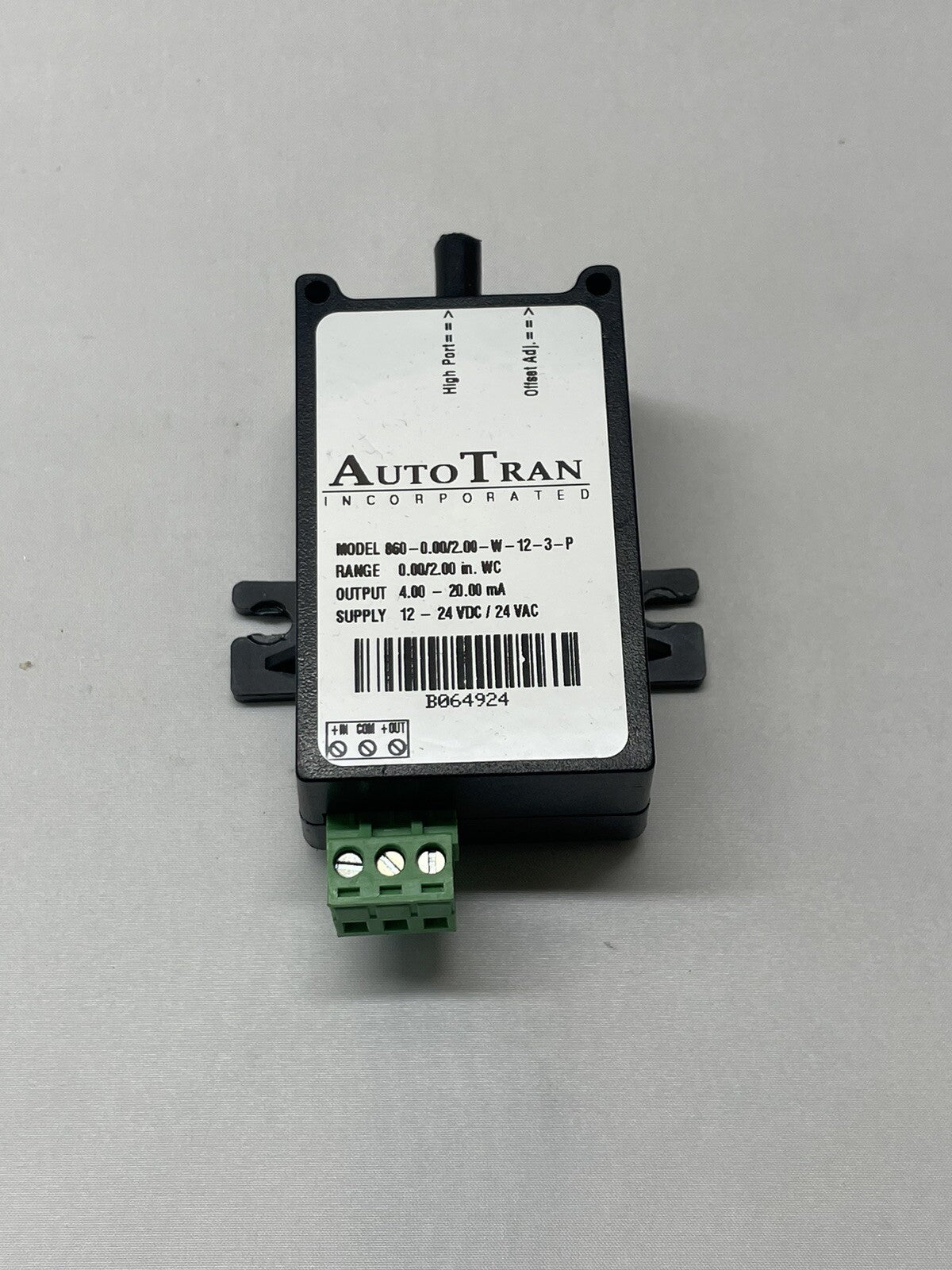 AUTO TRAN INC. TRANSDUCER 860-0.00/12.00-W-12-3-P 0.00/2.00PSI 4-20mA 12-24VOLT