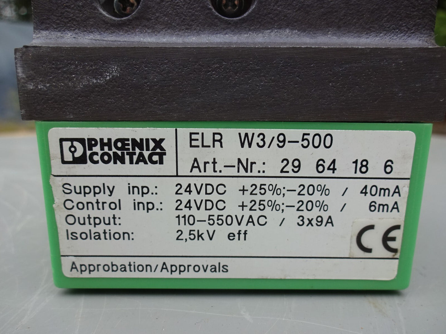 PHOENIX CONTACT / ELR W3/9-500 / RELAY 24VDC 110-550VAC 3X9A