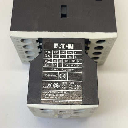 Eaton XTCE007B10 Contactor with XTCEXFAC20 Auxillary Contact