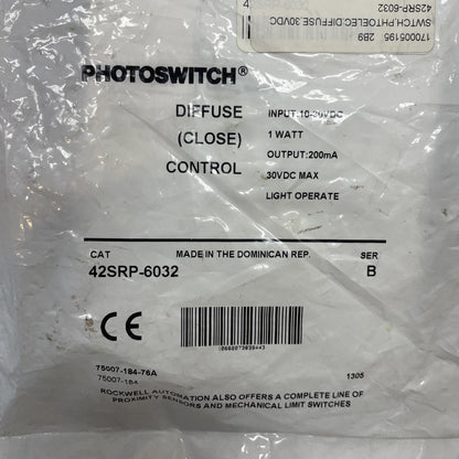 NEW 42SRP-6032 /B Allen-Bradley Photoelectric Sensor 10-30V DC Sharp Diffuse
