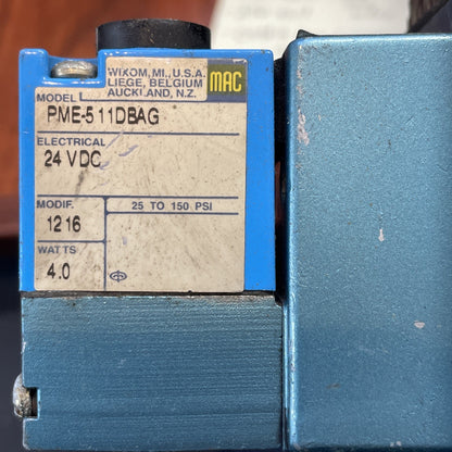 MAC VALVES  MAC125A-V1G2-PM-511DB  Solenoid Valve 24 VDC w/ PME-511DBAG