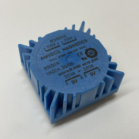 AMVECO 70031K Toroidal Power Transformer 7 VA 2×115 V Primary 2×9 V Secondary