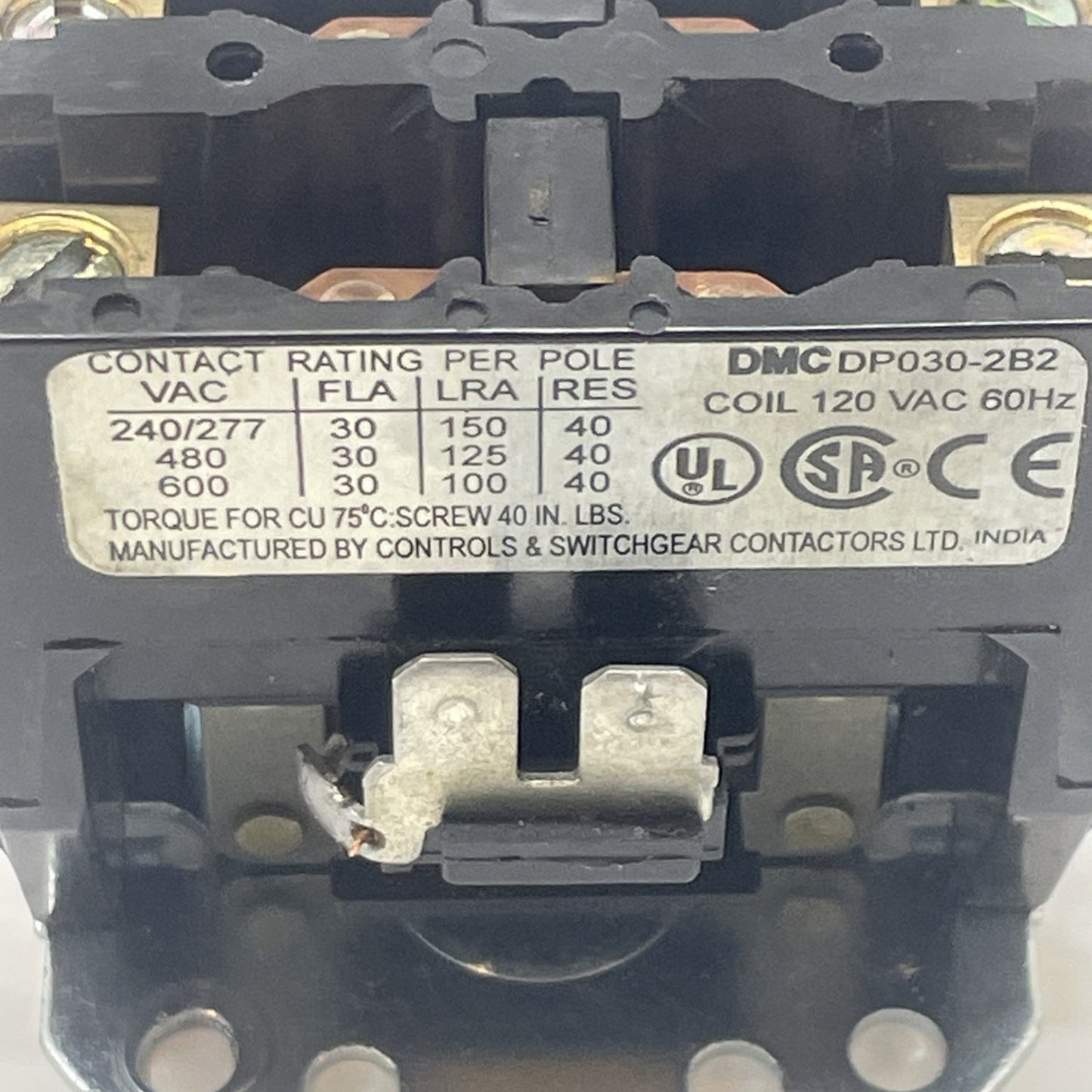 DMC DP030-2B2 120 VAC 60Hz CONTACTOR DP0302B2