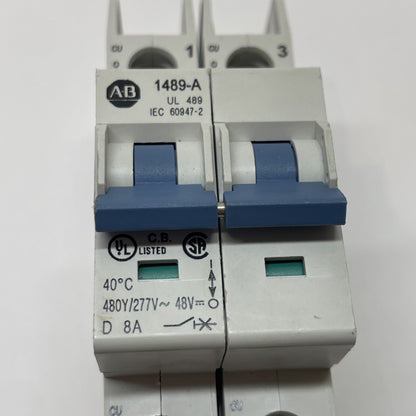 Allen Bradley 1489-A2D080 8 Amp 2-Pole 480Y/277 VAC, 96 VDC Breaker