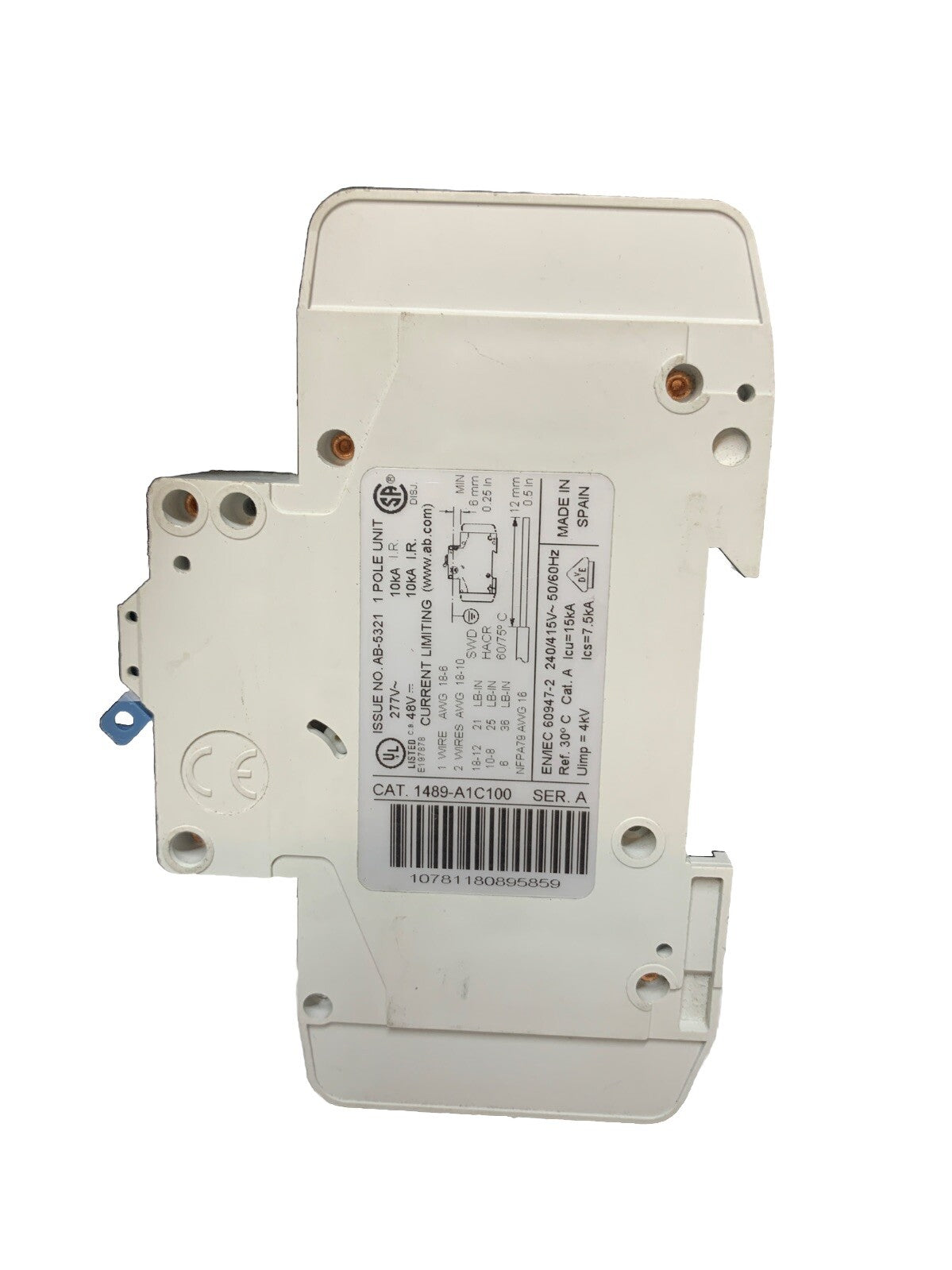 ALLEN BRADLEY 1489-A CIRCUIT BREAKER SER. A 10AMP 1489-A1C100