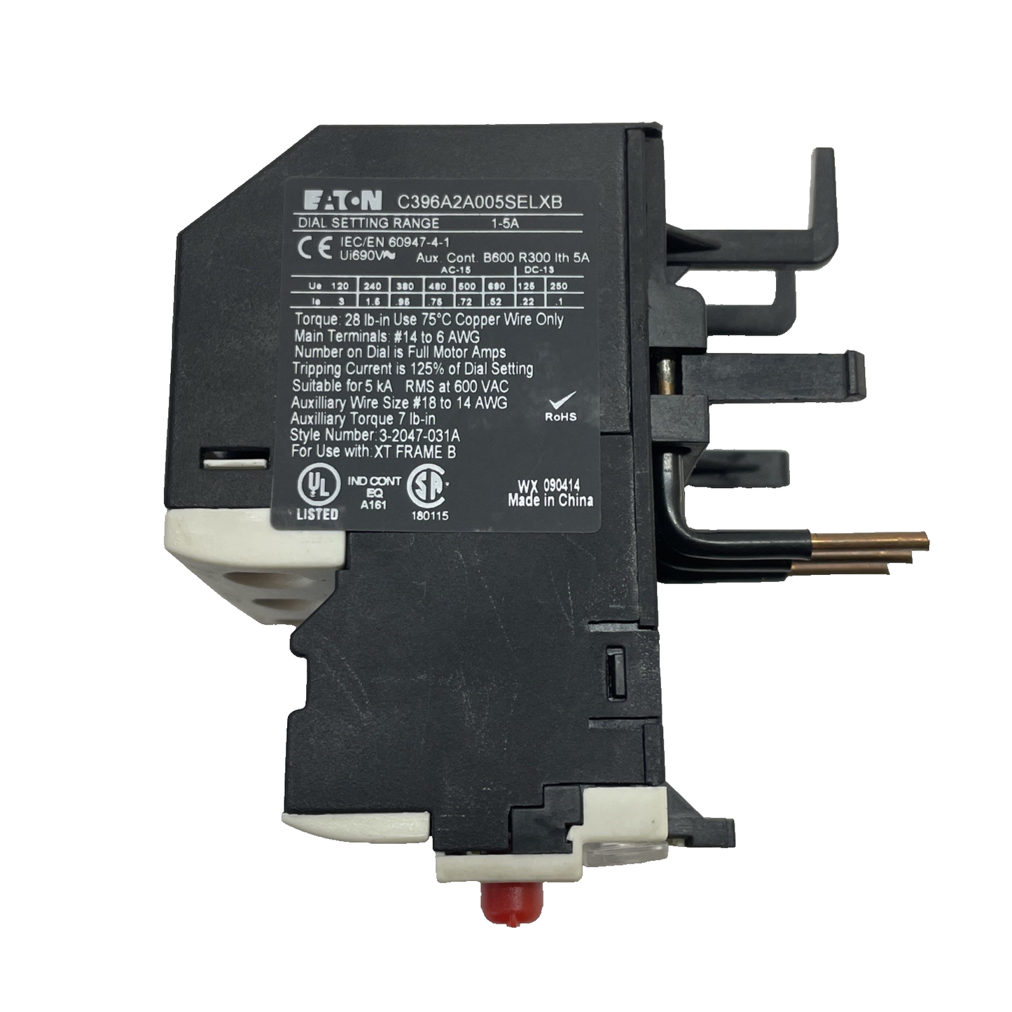 Eaton C396A2A005SELXB Overload Relay 1-5A Electronic Industrial Control