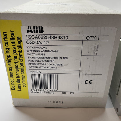 ABB 1SCA022548R9810 / OS30AJ12 / 600VAC 30AMP TYPE HRC I-CC FUSE SWITCH