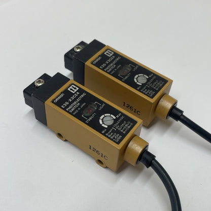 (LOT OF 2) OMRON E3S-X3CE4 Fiber Optic Sensor (12-24VDC, NPN, 1 ms)