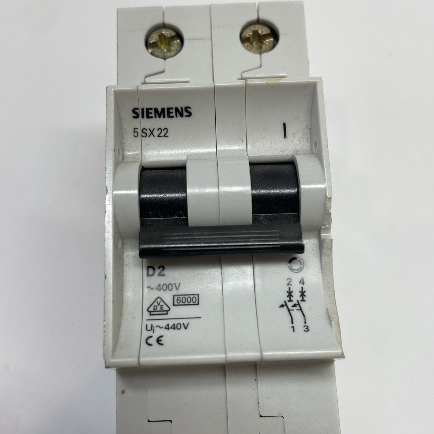 SIEMENS 5SX22-D2 2A D-Curve 2-Pole Circuit Breaker DIN Rail 5SX22D2