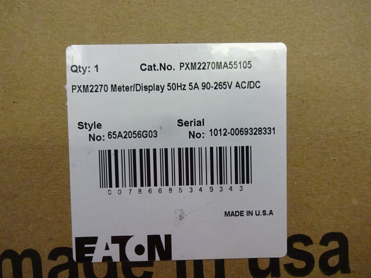 EATON PXM2270MA55105 PXM2270 METER DISPLAY 65A2056G03 / 5A 90-265V ACDC 50HZ NEW