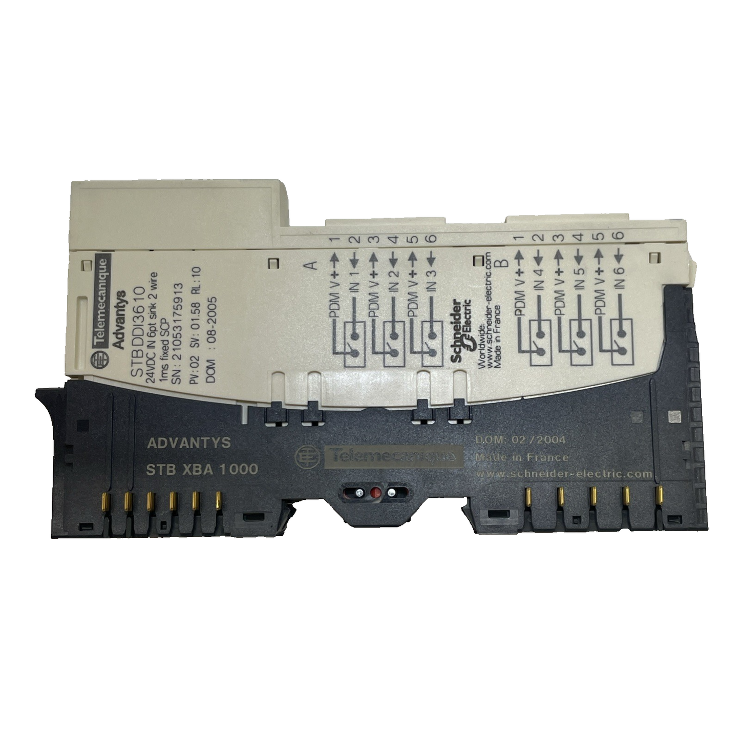 SCHNEIDER STBDD13610 6 Point Input Module With STB XBA 1000 BASE (FREE SHIPPING)
