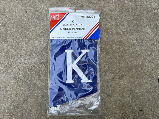 TAYLOR MADE 222211 K OWNER PENNANT 10" X 16" BLUE SAILCLOTH MARINE FLAG / NEW