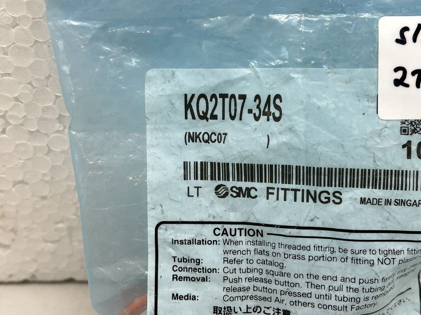 SMC FITTINGS KQ2T07-34S / BAG OF 10 NEW