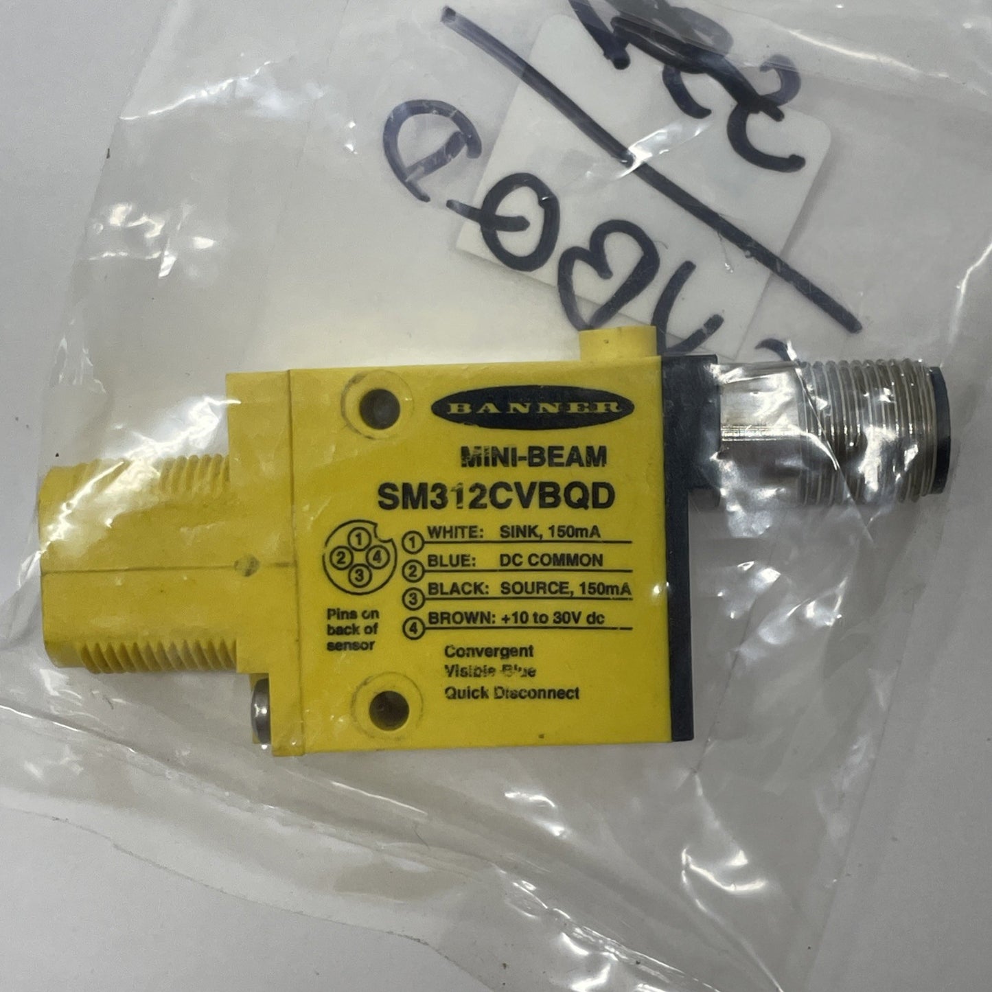 Banner SM312CVBQD Mini-Beam Sensor. MFR CODE 9828F