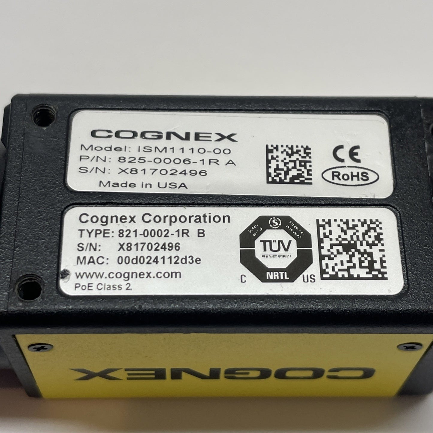 Cognex 825-0006-1R  /  ISM1110-00  Vision Camera 821-0002-1R (EXCELLENT COND.)