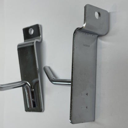 2" Slatwall Hooks, Silver, Hanger Display,Display Panel Hooks Wire Metal 2Pc Set