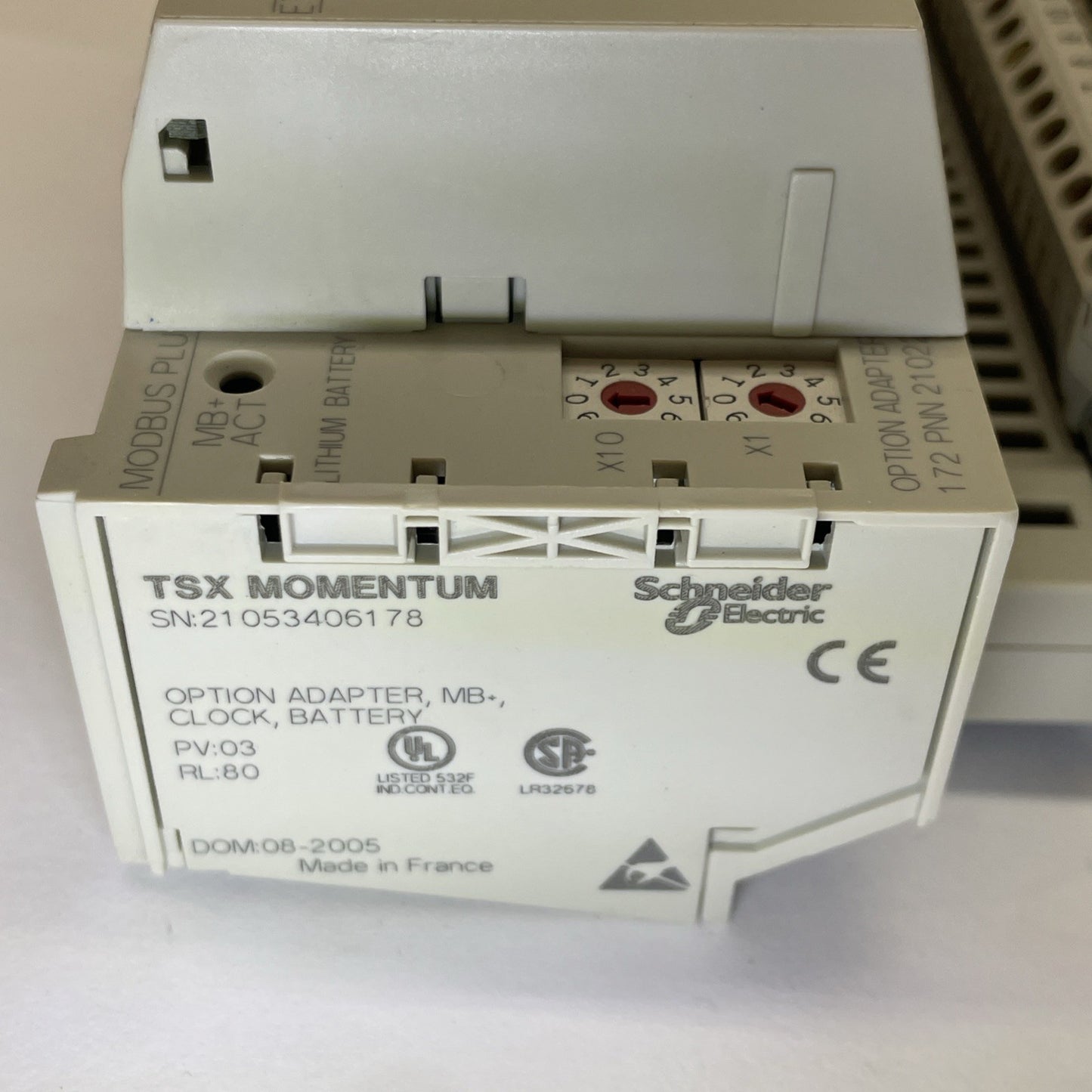 SCHNEIDER ELECTRIC 171CCC98030 PROCESSOR ADAPTER 1 MEG WITH 170ADM35010 I/O BASE