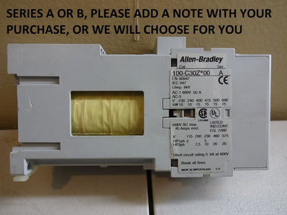 ALLEN BRADLEY 100-C30Z*00 CONTACTOR 30AMP / 3POLE / 600VAC / 24VDC / SER A OR B