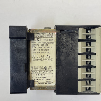 SIEMENS ALLIS RCJ221 CONTROL RELAY 10A 480VAC 120V COIL 60Hz