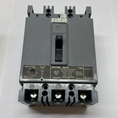 WESTINGHOUSE HFB3190ML 3-Pole 25A 600 VAC Mark 75 Molded Case Circuit Breaker