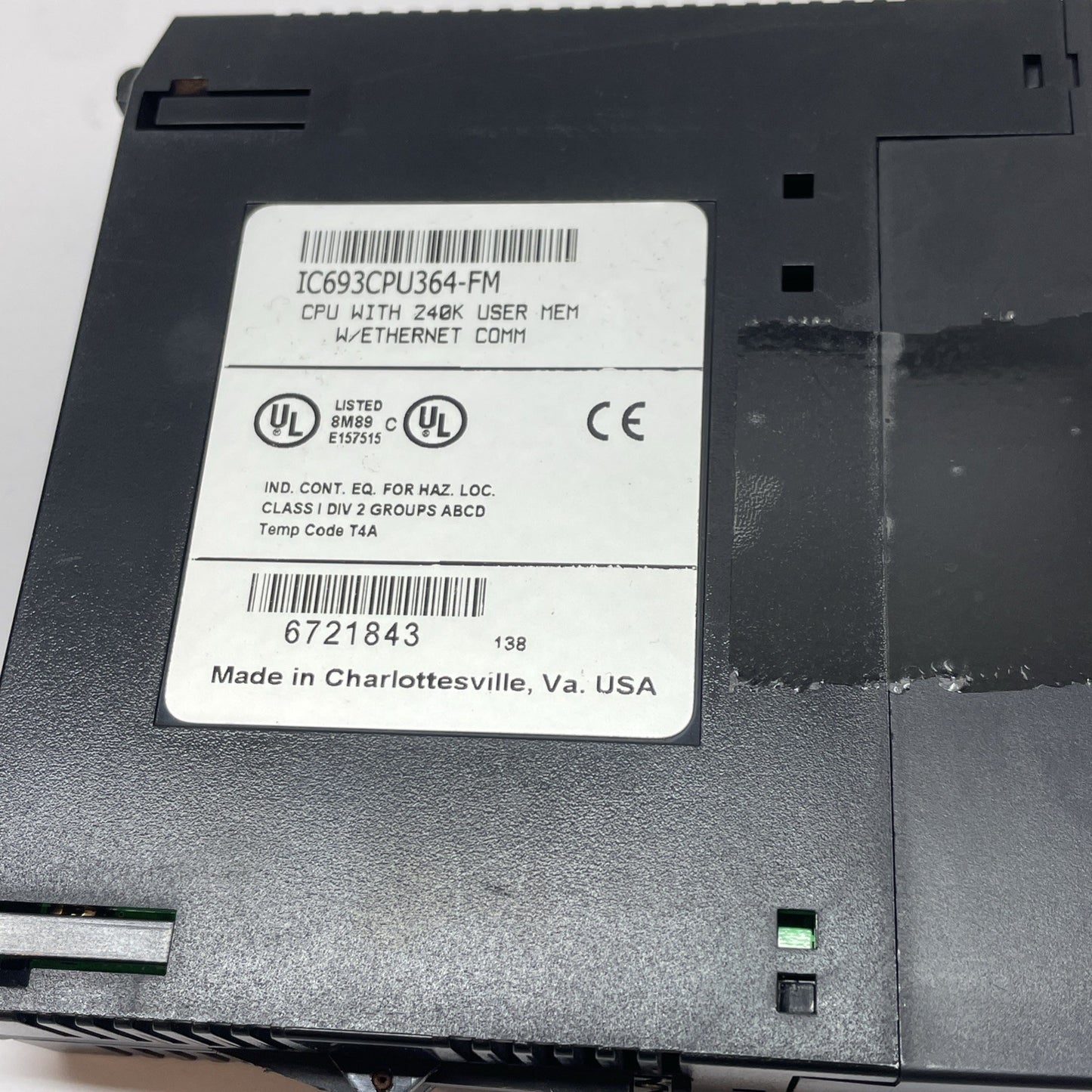 GE FANUC IC693CPU364-FM / IC693CPU364 CPU 240K USER MEM W/ ETHERNET COMM