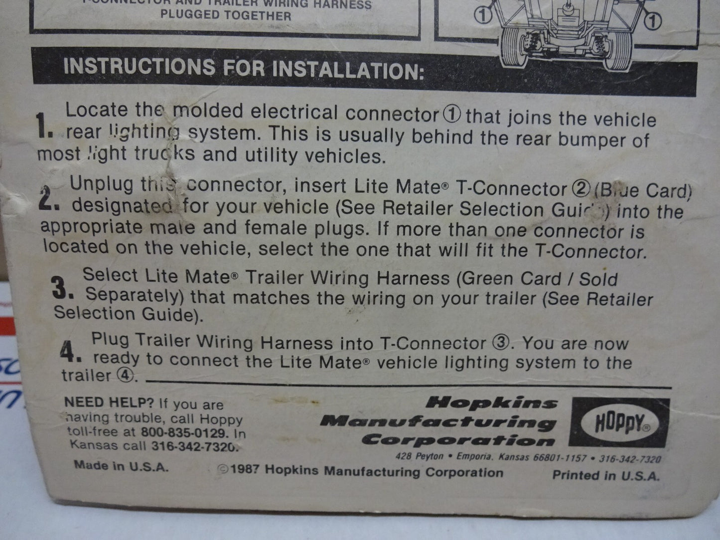 87-88 FULL SIZE BRONCO HOPPY 23045 / PLUG-IN TRAILER LIGHT T-CONNECTOR / NOS