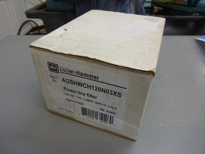 CUTLER HAMMER AGSHWCH120N03XS / POWERLINE FILTER HARD WIRE 3AMP 120VA / NEW