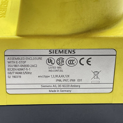 Siemens 3SU1801-0NB00-2AC2 Emergency Stop Mushroom Push Button Enclosure