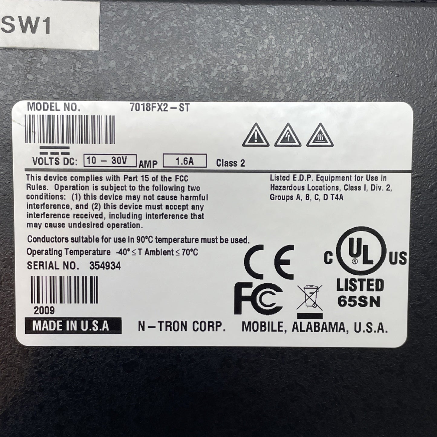 Red Lion (N-Tron) 7018FX2-ST / 7018FX2ST Industrial Ethernet Switch 18-port