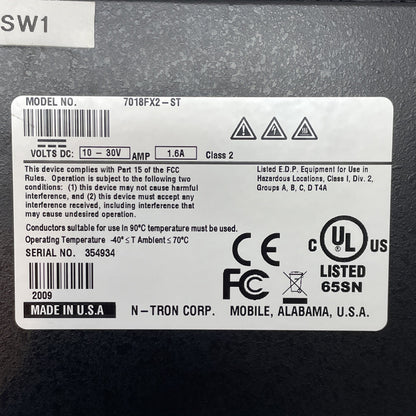 Red Lion (N-Tron) 7018FX2-ST / 7018FX2ST Industrial Ethernet Switch 18-port